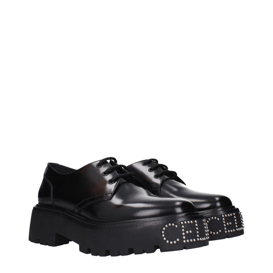 Celine Black Leather Oxfords And Derbies