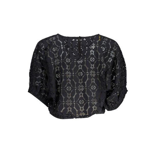 Desigual "Black Polyester Women Blouse with Contrasting Elastic Waistband"