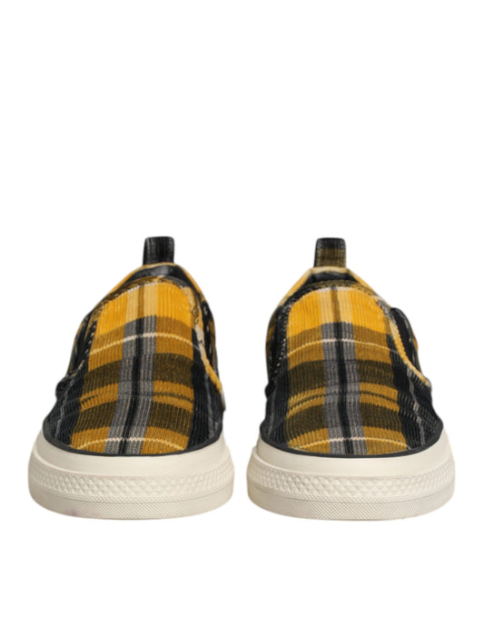 Dolce & Gabbana Multicolor Portofino Tartan Check Sneakers Shoes
