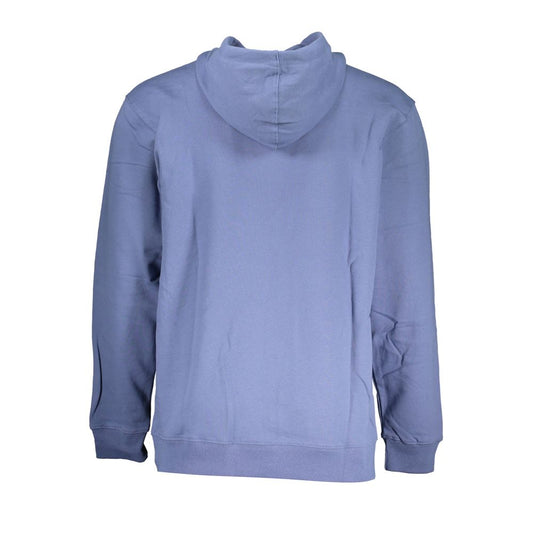 Vans Blue Cotton Men Sweater with Hood and Central Pocket