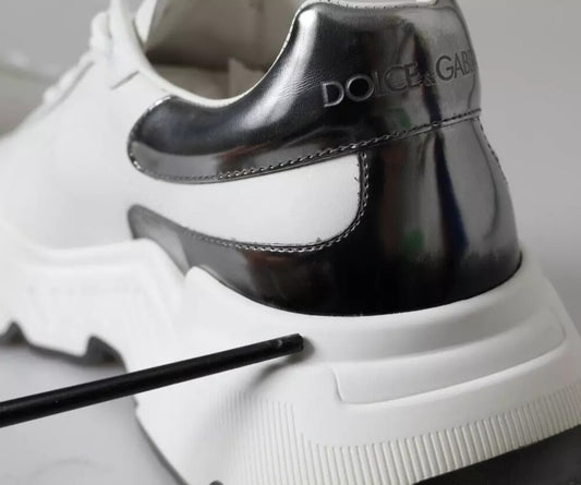 Dolce & Gabbana White Silver Leather Sport DAYMASTER Sneakers