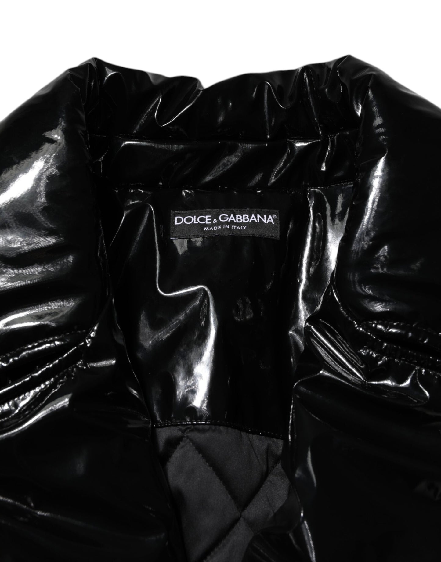 Dolce & Gabbana Black Polyester Quilted Puffer Coat Jacket