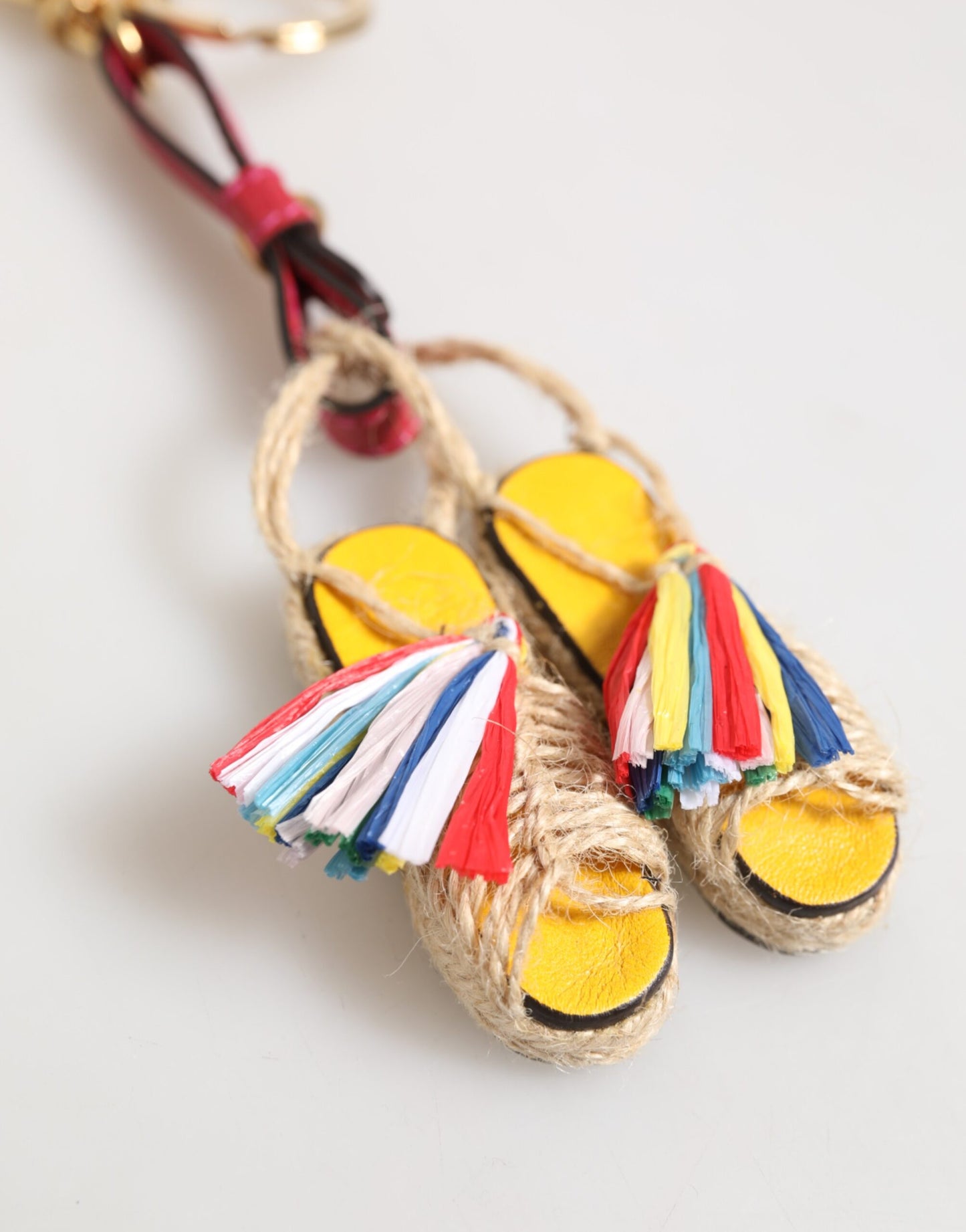 Dolce & Gabbana Red Yellow Mini Espadrille Style Charm Keychain Keyring