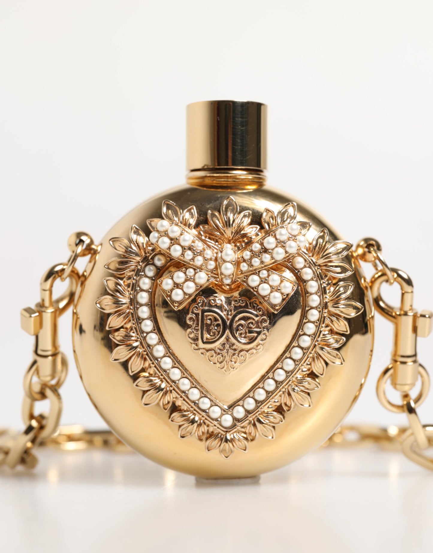 Dolce & Gabbana Gold Brass Rhinestone Devotion Charm Pendant Necklace