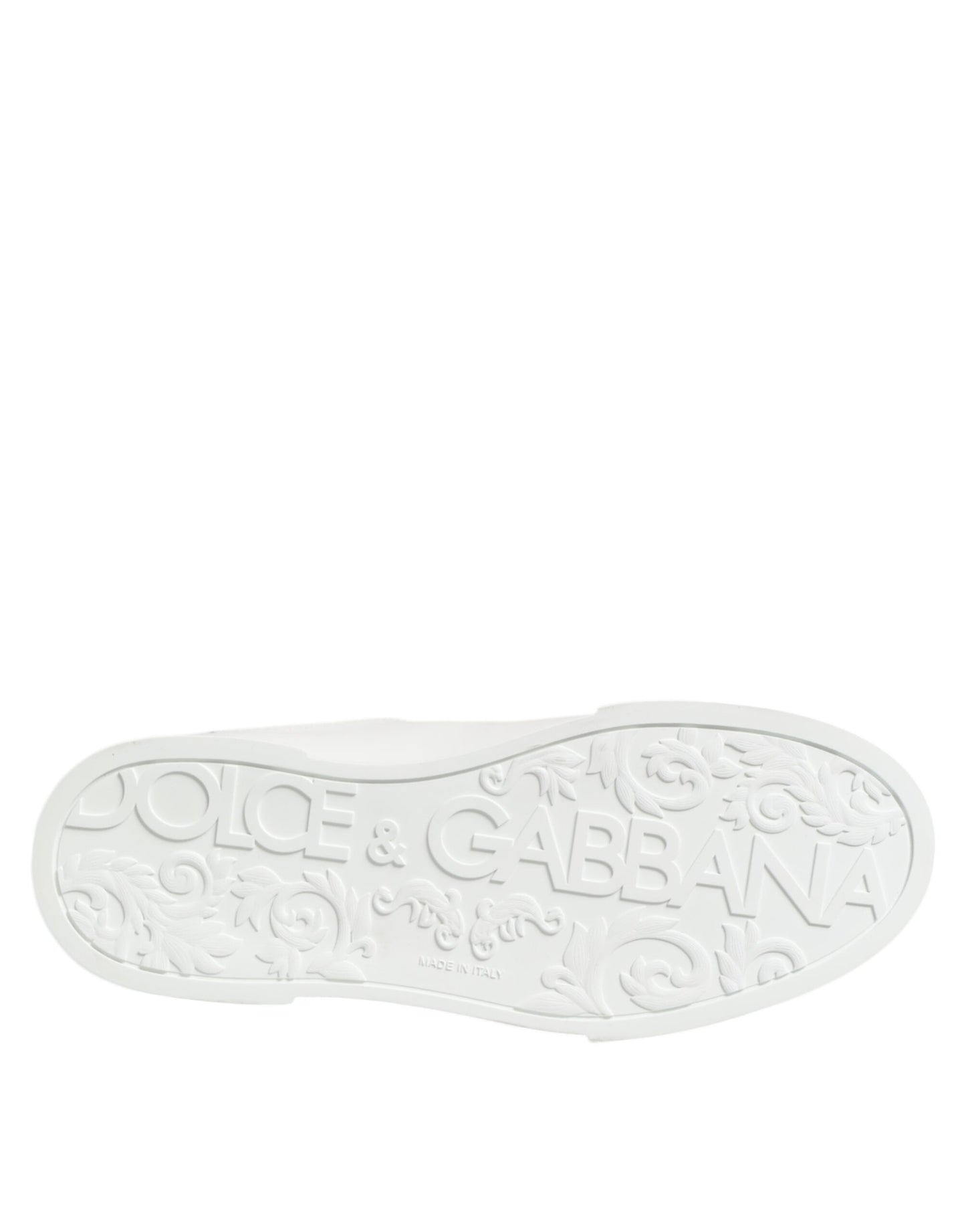 Dolce & Gabbana Black White Leather Portofino Sneaker Shoes