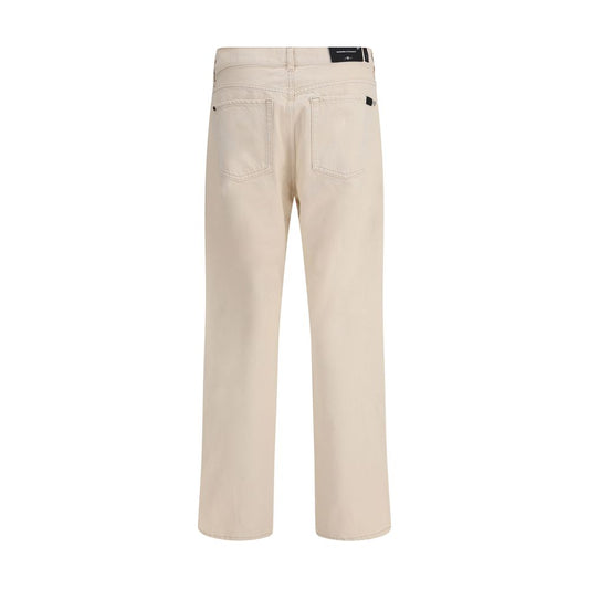 7FOR Beige Cotton Straight-Leg Jeans
