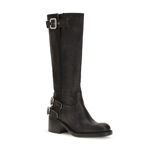 Chloé Black Calf Leather Bos Taurus Lace-Up Boots