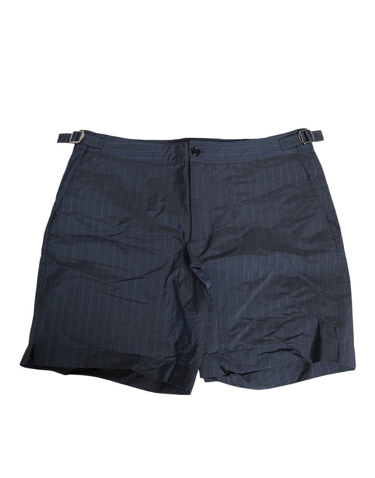 Dolce & Gabbana Navy Blue Polyester Pinstripe Men Shorts Swimwear