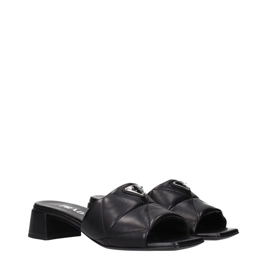 Prada Black Leather Sandals