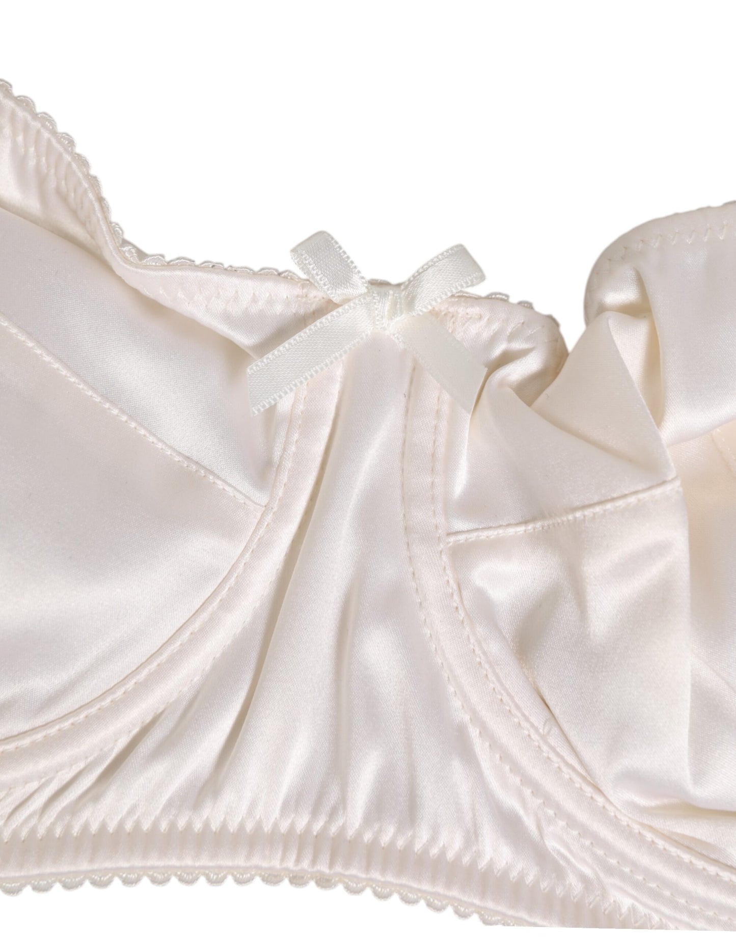 Dolce & Gabbana White Silk Satin Balconnet Lingerie Bra Underwear