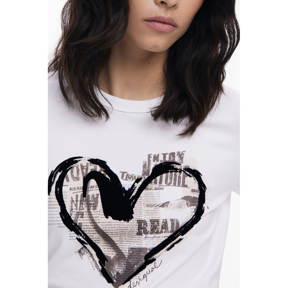 Desigual White Cotton T-Shirt