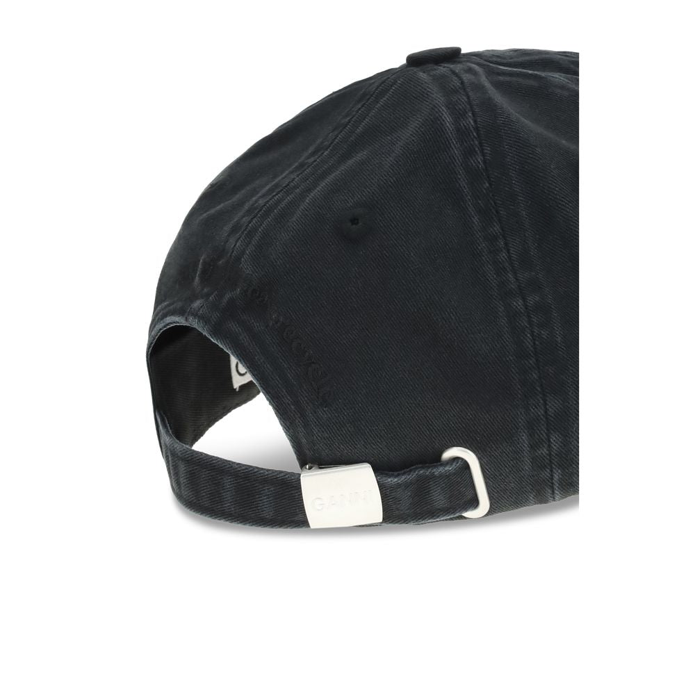 Ganni Black Cotton Cap (Baseball Hat)