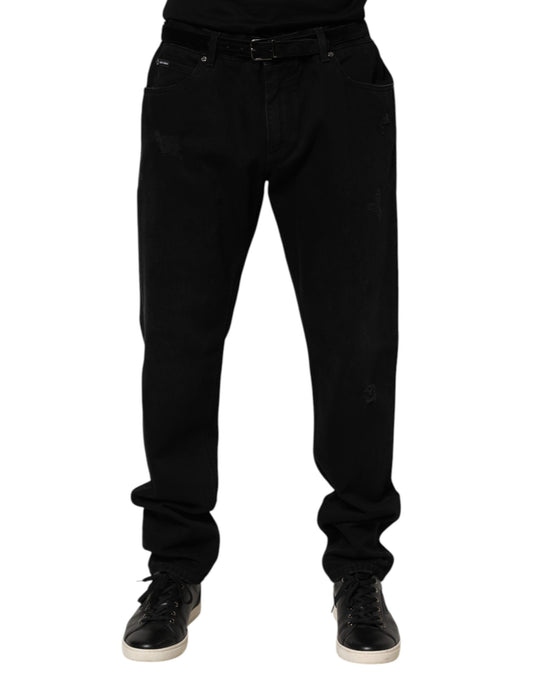 Dolce & Gabbana Black Cotton Regular Denim Men Trouser Jeans