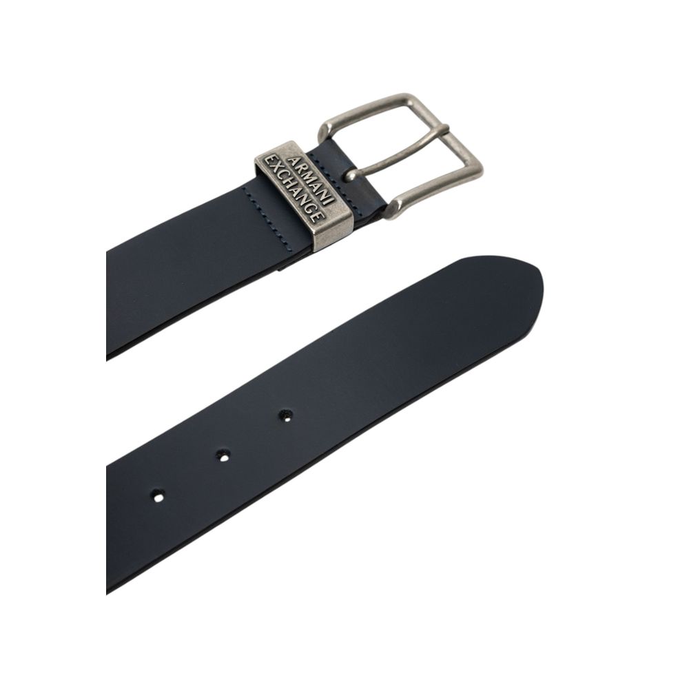 Armani Exchange Blue Leather Belt
