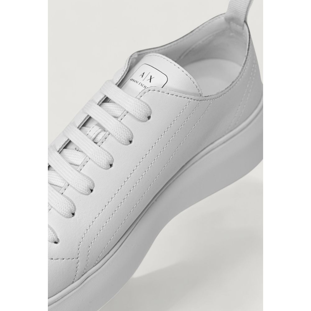 Armani Exchange White Leather Platform Sneakers