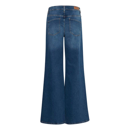 ICHI Blue Cotton Bootcut Jeans