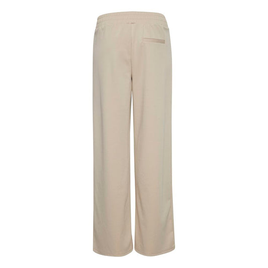 ICHI Beige Recycled Polyurethane Casual Pants