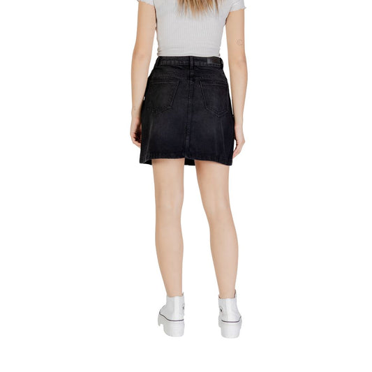 ICHI Black Cotton Mini Skirt
