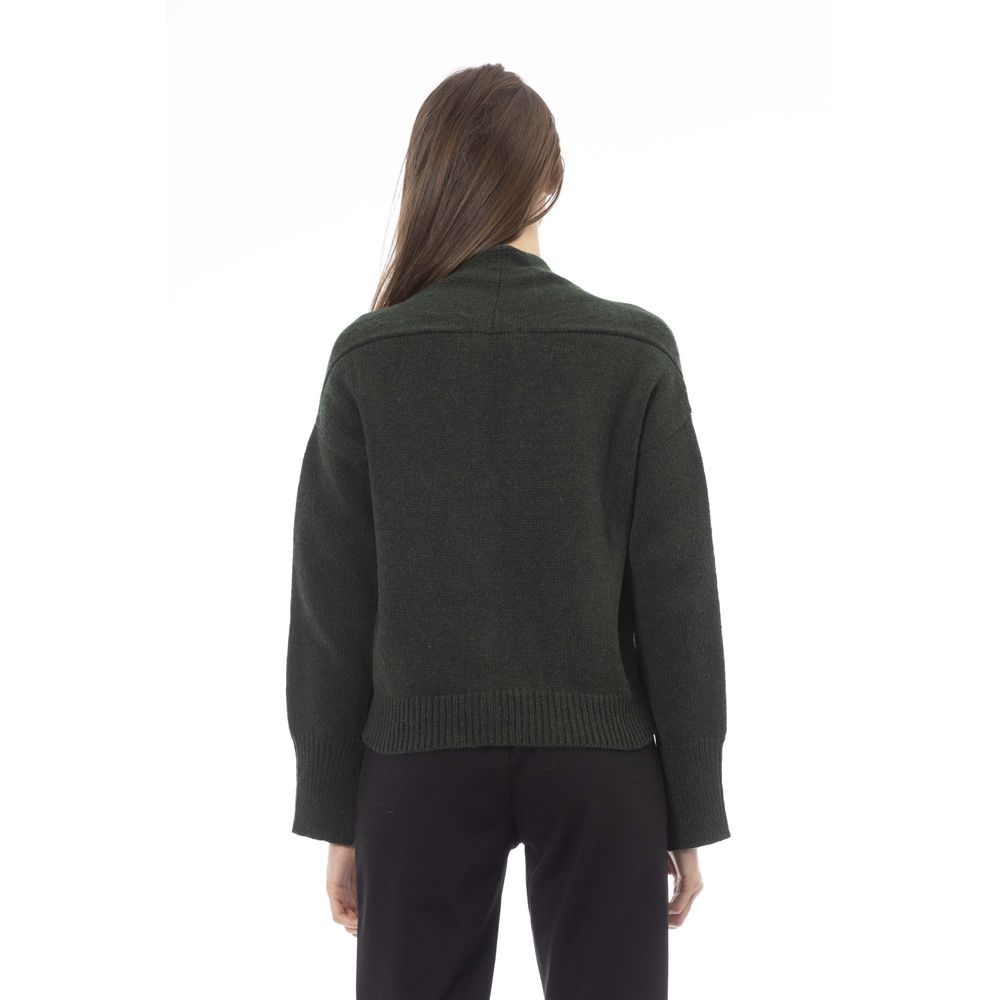 Alpha Studio Gray Merino Wool Women Cardigan