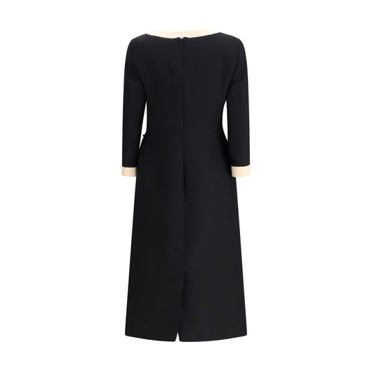 Valentino Black Fleece Wool Casual Dress