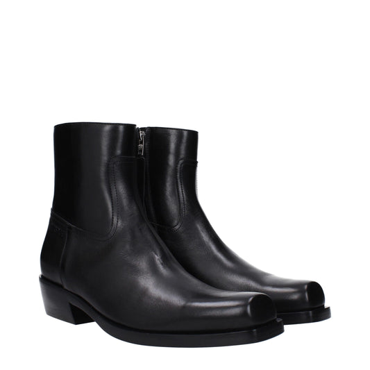 Versace Black Leather Ankle Boots