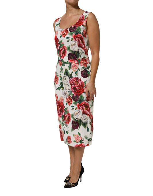 Dolce & Gabbana Multicolor Floral Print Viscose Sheath Dress