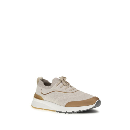 Brunello Cucinelli Beige Cotton Athletic Sneakers