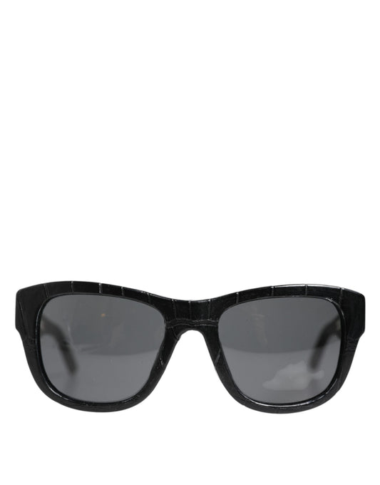 Dolce & Gabbana DG4177 Black Leather Frame Tinted Lens Sunglasses