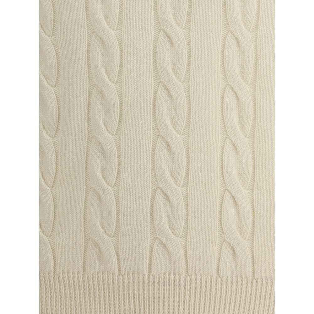 Aragona Cashmere White Cashmere Turtleneck