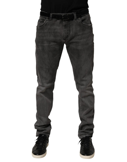 Dolce & Gabbana Dark Gray Cotton Skinny Men Denim Jeans