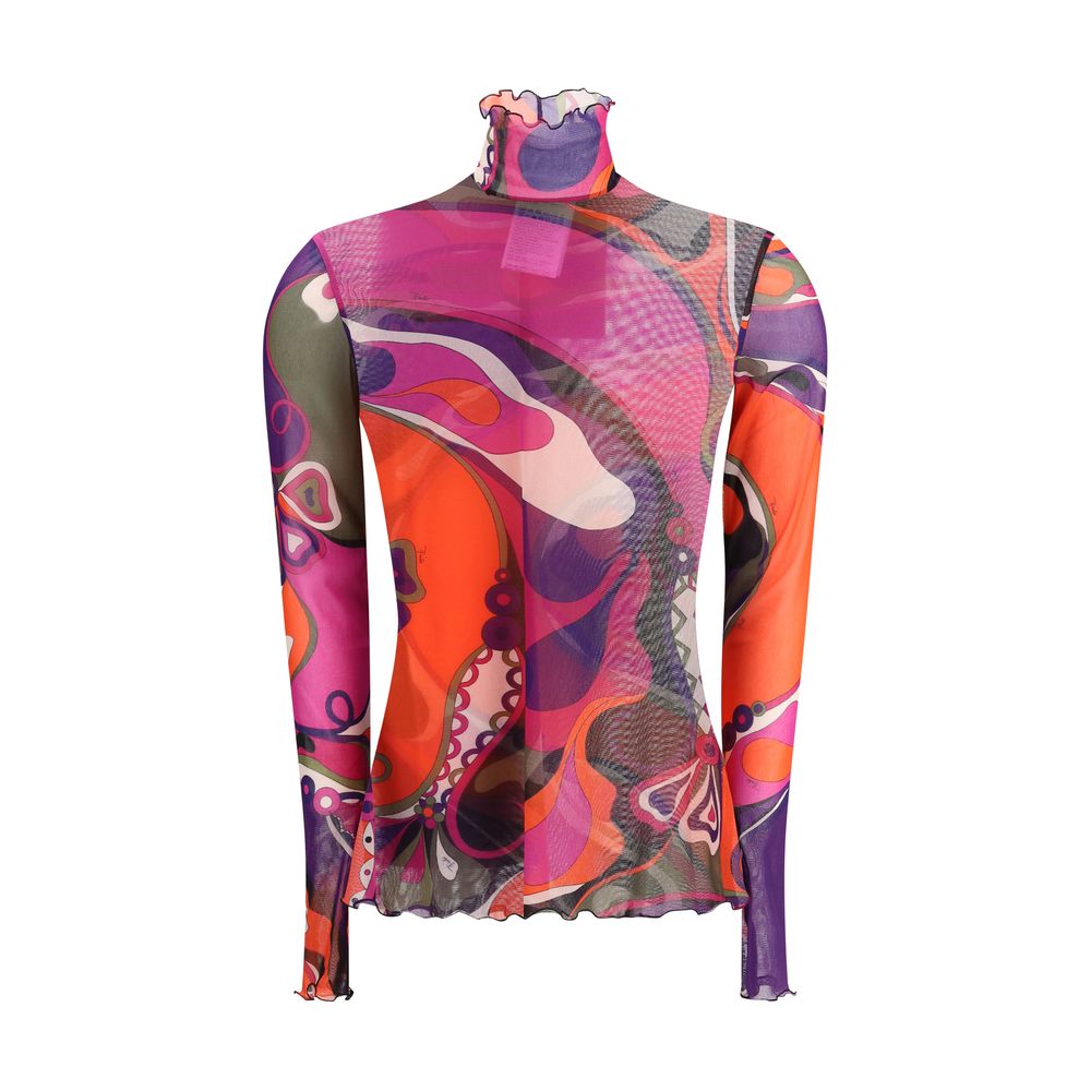 Emilio Pucci Tulle Top with Geometric Print