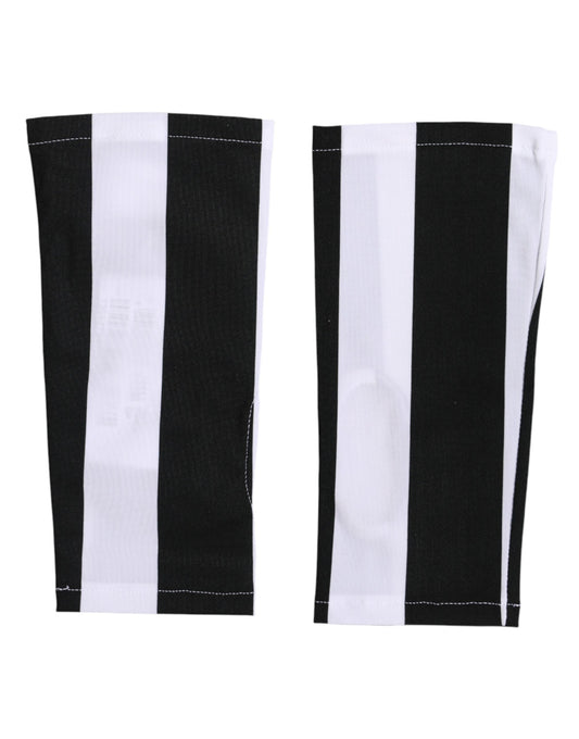 Dolce & Gabbana Black White Nylon Fingerless Wrist Length Gloves