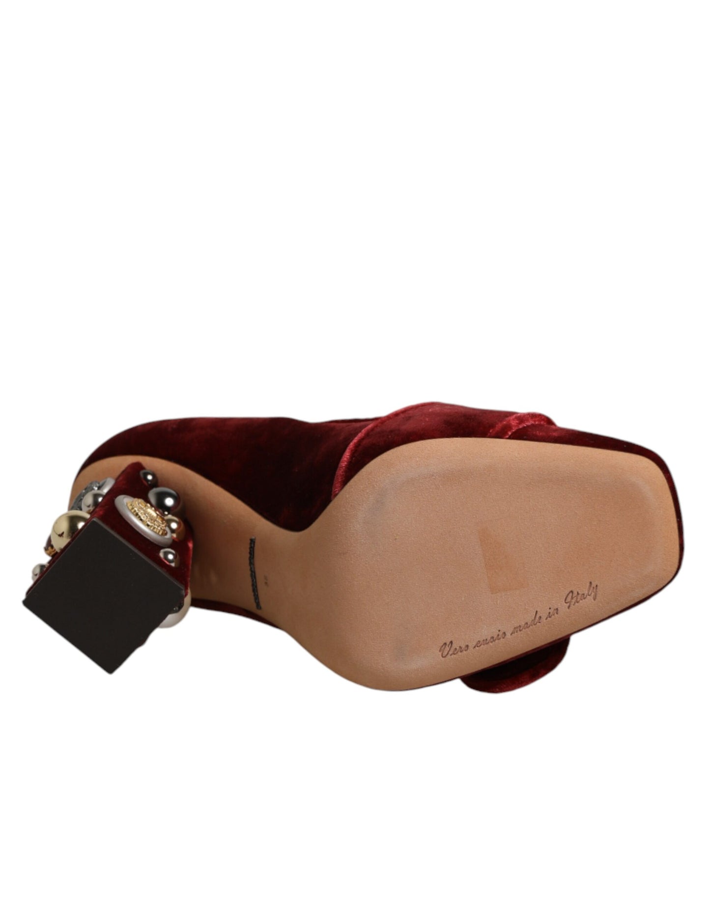 Dolce & Gabbana Red Velvet Embellished Heels Pumps Shoes