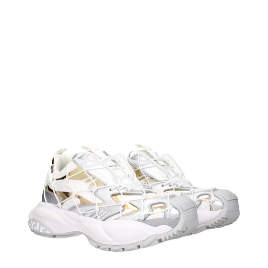 Versace White Fabric Chunky Sneakers