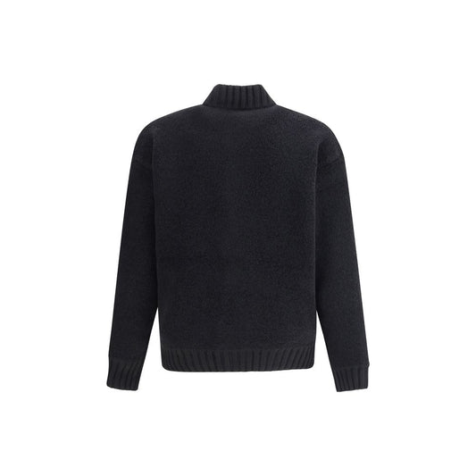 Laneus Black Merino Wool Bomber
