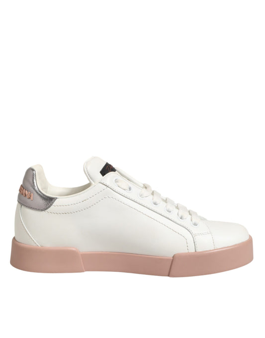 Dolce & Gabbana White Leather Sacred Heart Sneakers Shoes