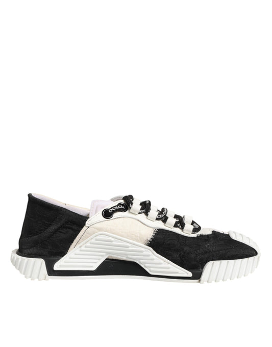 Dolce & Gabbana White Black Leather NS1 Sneaker Shoes