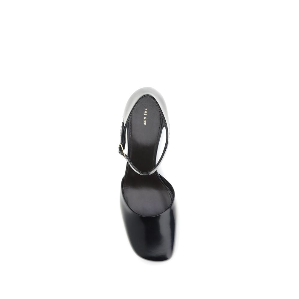 The Row Black Calf Leather Bos Taurus Mid Heel Pumps