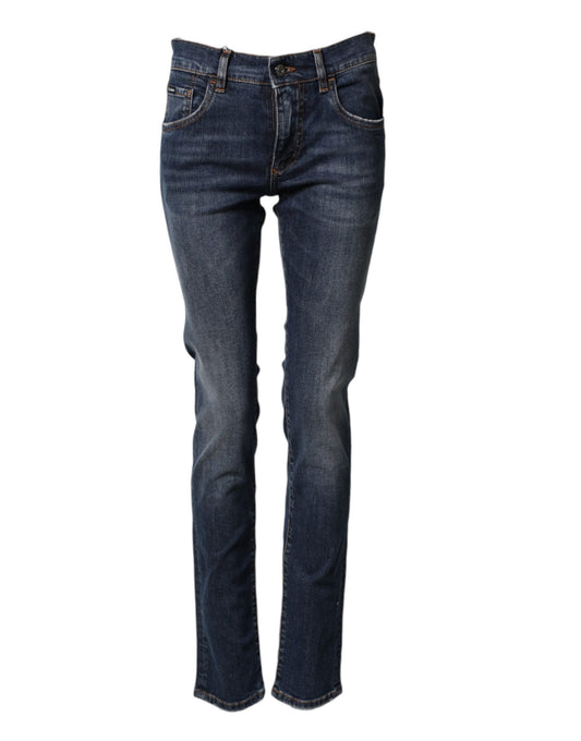 Dolce & Gabbana Blue Cotton Stretch Skinny Men Denim Jeans