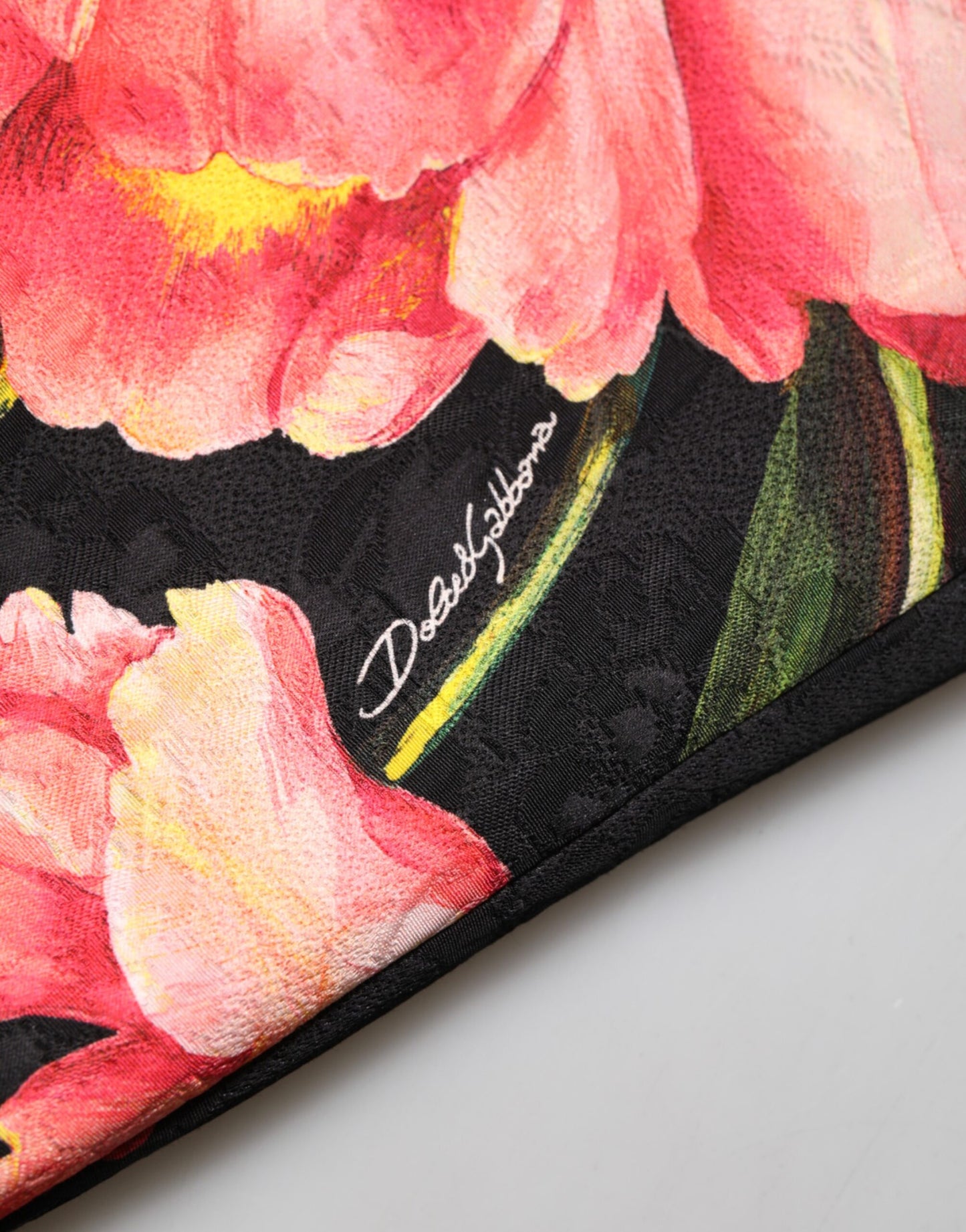 Dolce & Gabbana Black Floral Print Viscose A-line Mini Dress