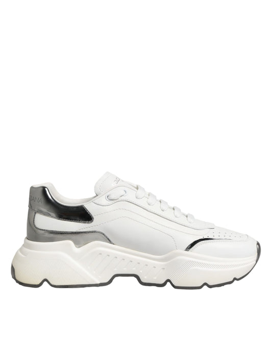Dolce & Gabbana White Silver Daymaster Low Top Sneakers Shoes