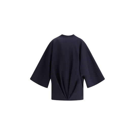Balmain Blue Fleece Wool Coat