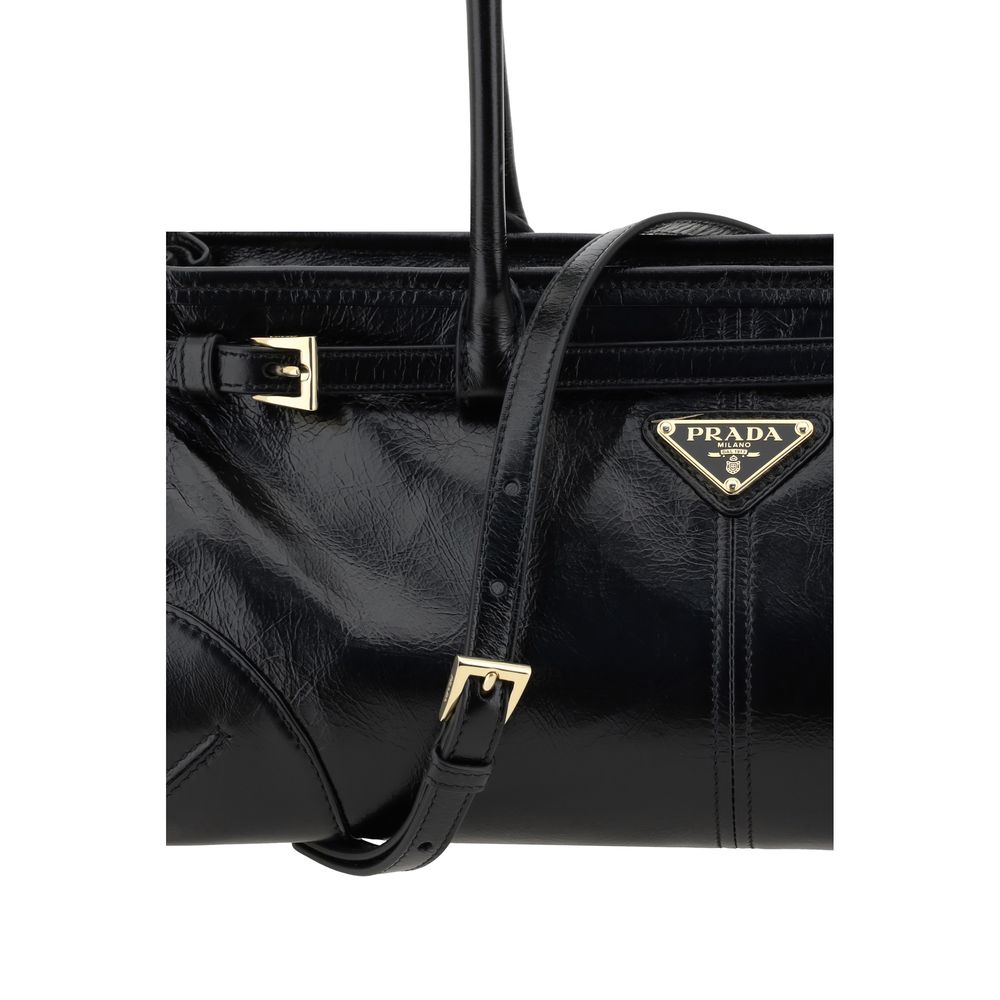 Prada Black Calf Leather Bos Taurus Shoulder Bag