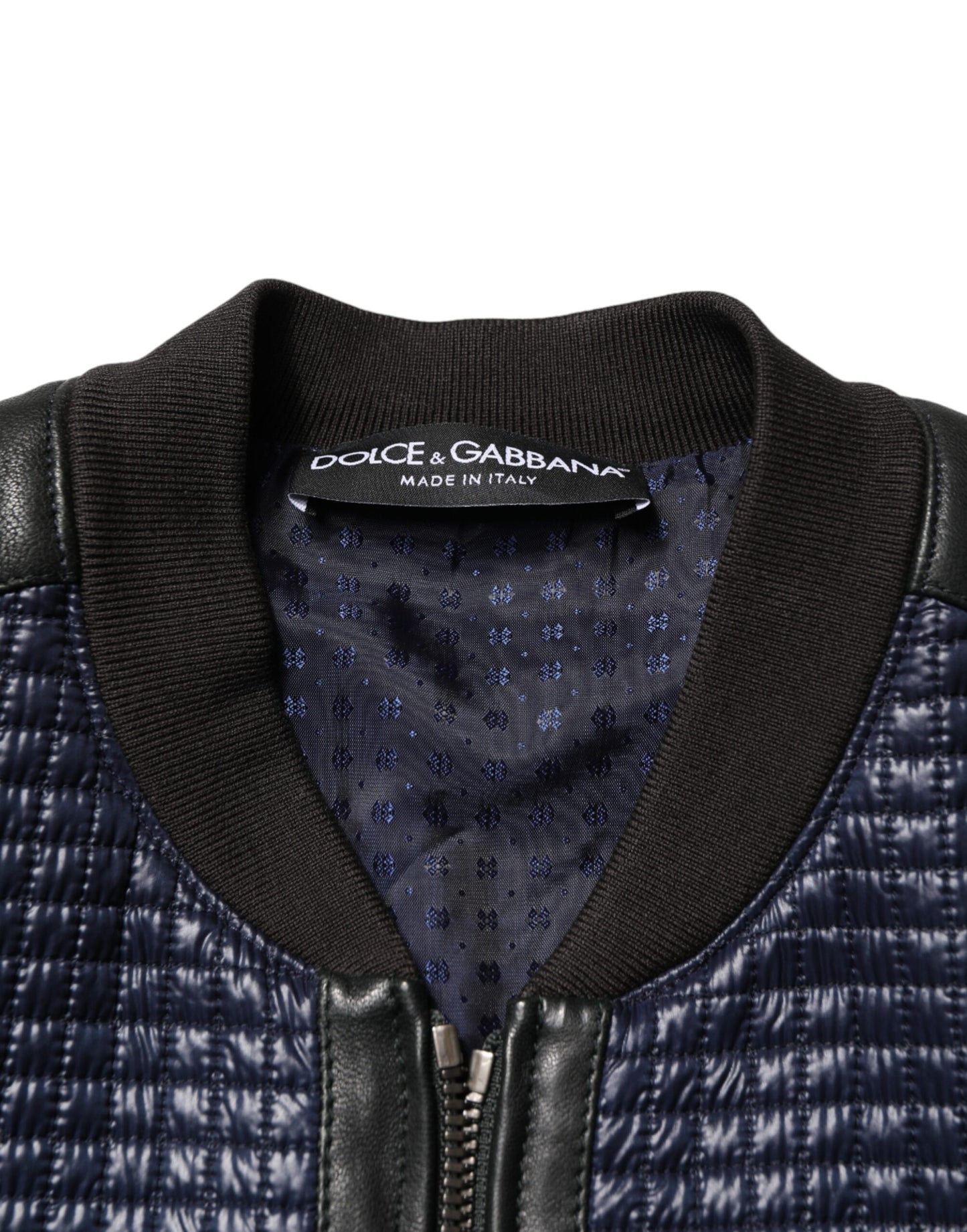Dolce & Gabbana Blue Nylon Full Zip Bomber Men Jacket