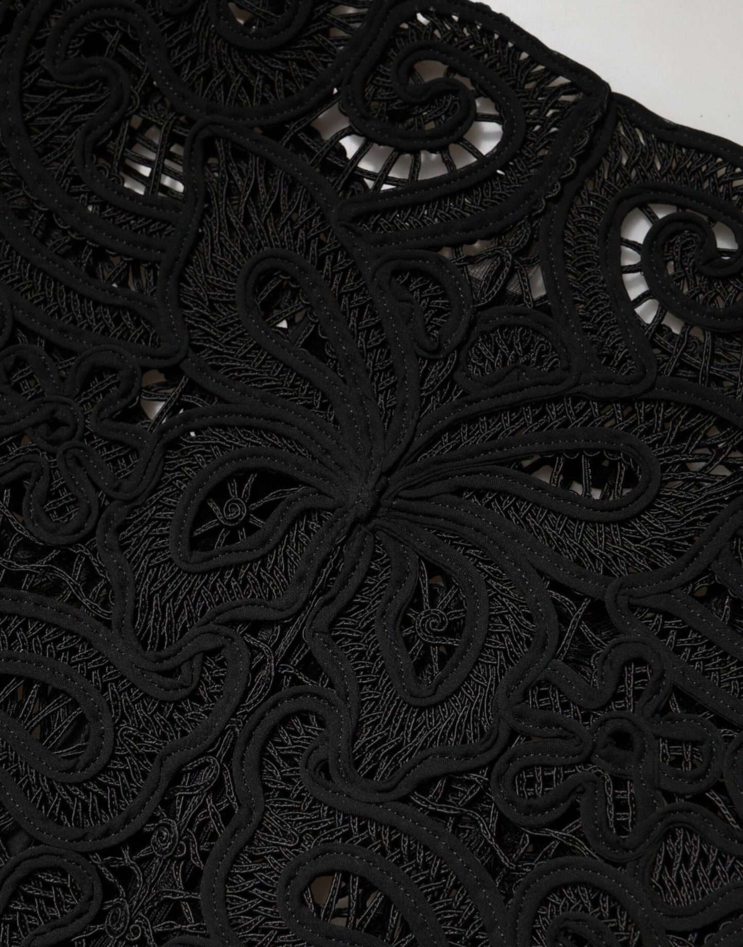 Dolce & Gabbana Black Floral Lace Cropped Coat Jacket