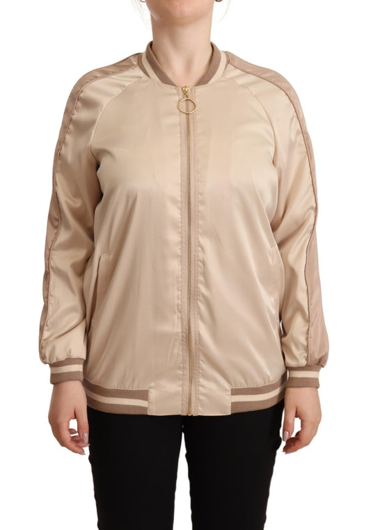 Twinset Bomber Full Zip Beige Long Sleeves Polyester Jacket