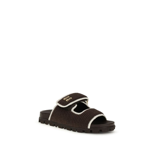 Miu Miu Brown Fabric Sandals