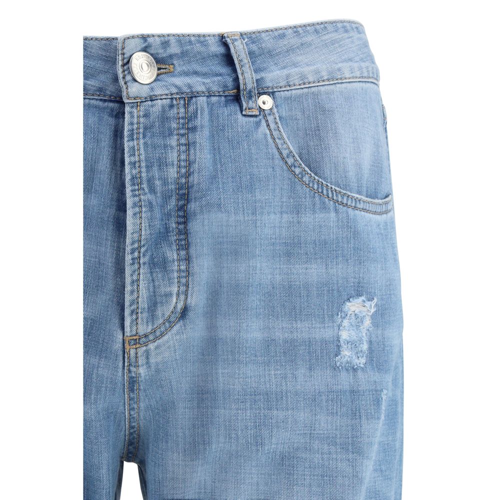 Brunello Cucinelli Blue Cotton Relaxed Fit Jeans