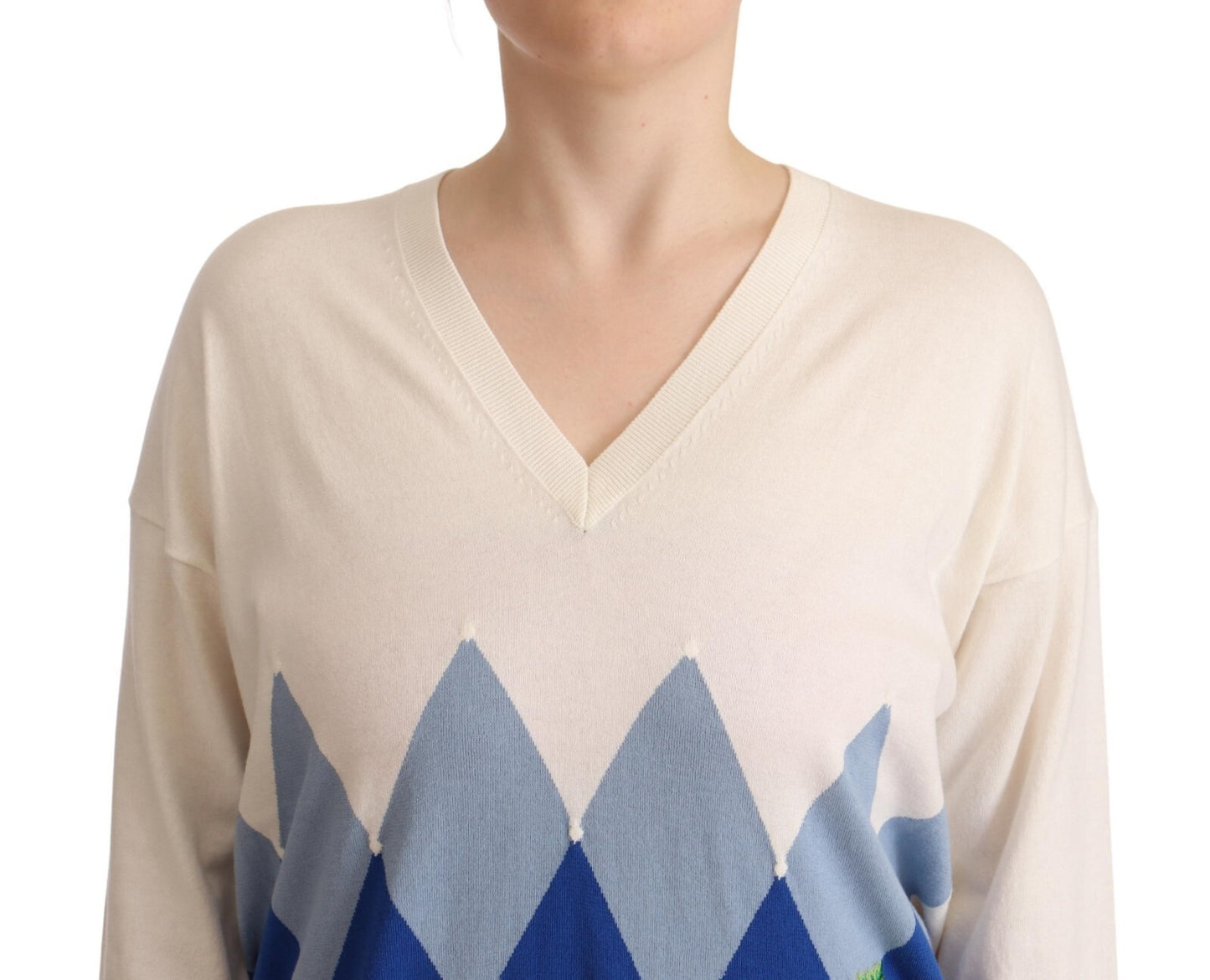 Ballantyne Multicolor Floral Cashmere Cotton Pullover Sweater