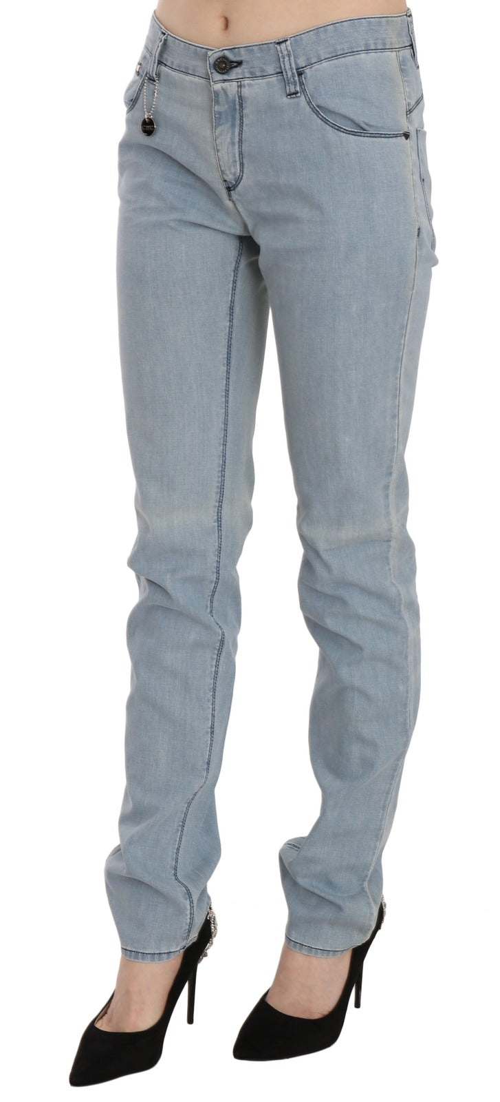 Costume National Light Blue Mid Waist Skinny Denim Jeans